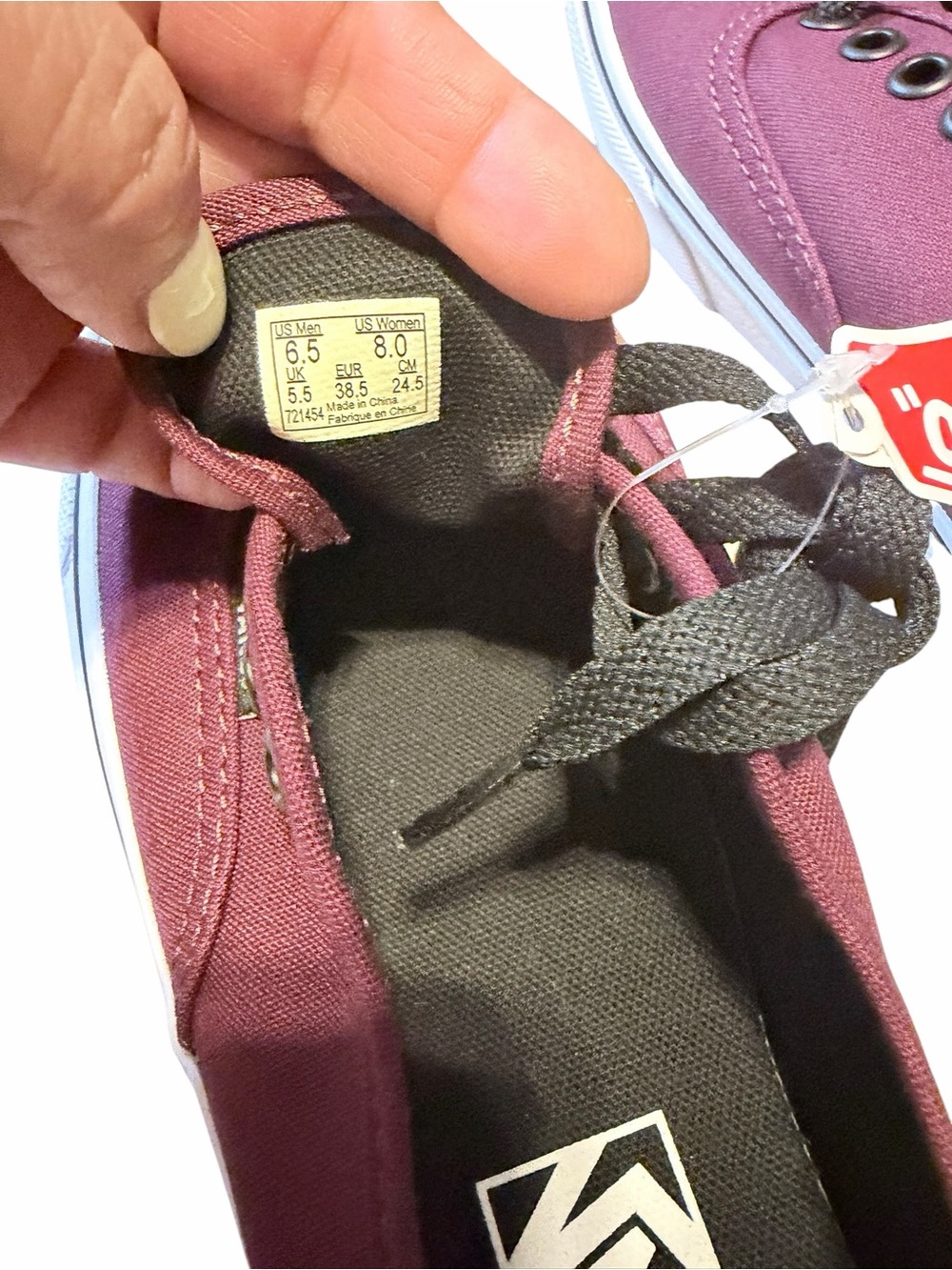 🌟🌼NIB Vans Authentic Low Top Sneakers in Burgundy UNISEX MEN’S 6.5 WOMEN’S 8 - Picture 9 of 11